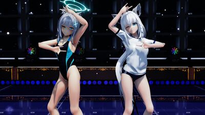 【ＭＭＤ】キスキツネ　砂狼シ〇コ・白上フ〇キ【水着＆ブルマダンス】