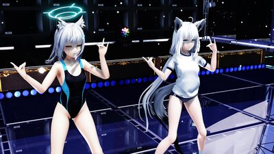 【ＭＭＤ】キスキツネ　砂狼シ〇コ・白上フ〇キ【水着＆ブルマダンス】