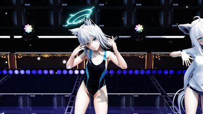 【ＭＭＤ】キスキツネ　砂狼シ〇コ・白上フ〇キ【水着＆ブルマダンス】