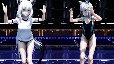 【ＭＭＤ】キスキツネ　砂狼シ〇コ・白上フ〇キ【水着＆ブルマダンス】