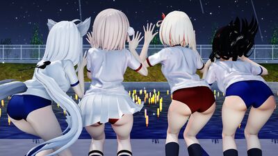 【ＭＭＤ】Poker Face　ちさと・たきな・フブキ・うい　【Ray-MMD1.52　☆ブルマ☆】
