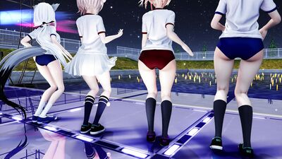【ＭＭＤ】Poker Face　ちさと・たきな・フブキ・うい　【Ray-MMD1.52　☆ブルマ☆】
